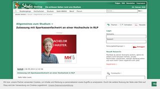 
                            6. Zulassung mit Sparkassenfachwirt an einer Hochschule in RLP ...