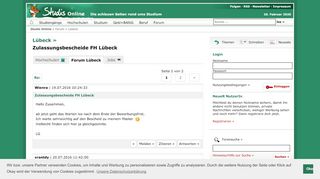 
                            13. Zulassungsbescheide FH Lübeck - Forum - Studis Online