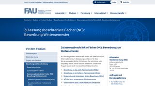 
                            9. Zulassungsbeschränkte Fächer (NC): Bewerbung Wintersemester ...