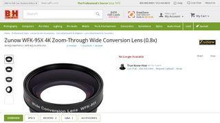 
                            8. Zunow WFK-95X 4K Zoom-Through Wide Conversion Lens ZUN-WFK ...