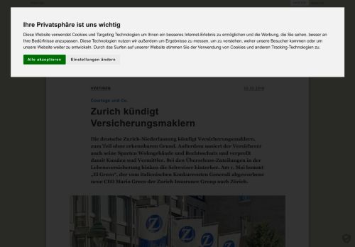 
                            9. Zurich kündigt Versicherungsmaklern - Vertrieb - Versicherungsbote.de