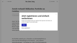 
                            13. Zurich verkauft Milliarden-Portfolio an Catalina | NZZ