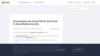 
                            3. Zurücksetzen der Avast PIN für Anti-Theft in Avast Mobile Security ...