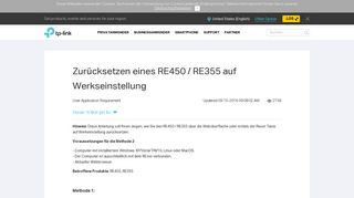 
                            3. Zurücksetzen eines RE450 / RE355 auf Werkseinstellung | TP-Link ...