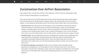 
                            3. Zurücksetzen Ihrer AirPort-Basisstation - Apple Support