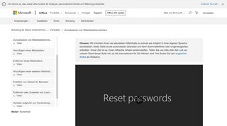 
                            2. Zurücksetzen von Mitarbeiterkennwörtern - Office 365