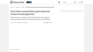
                            13. Zwei-Faktor-Authentifizierung für deutsche Amazon-Kunden gestartet ...
