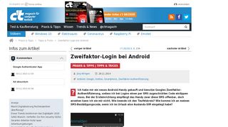 
                            11. Zweifaktor-Login bei Android | c't Magazin - Heise