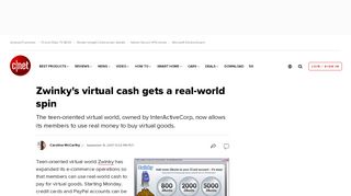 
                            8. Zwinky's virtual cash gets a real-world spin - CNET