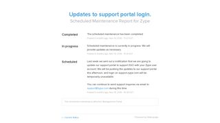 
                            3. Zype Status - Updates to support portal login.
