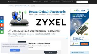 
                            9. ZyXEL Default Password, Login & IP List (updated February 2019 ...