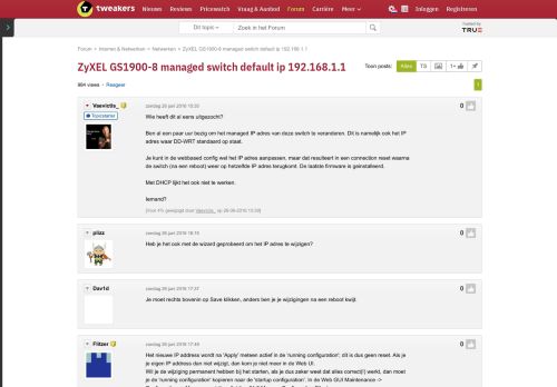 
                            4. ZyXEL GS1900-8 managed switch default ip 192.168.1.1 - Netwerken ...