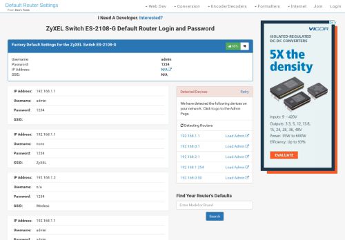 
                            1. ZyXEL Switch ES-2108-G Default Router Login and Password