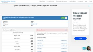 
                            7. ZyXEL VMG4380-B10A Default Router Login and Password