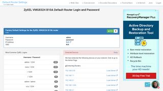 
                            3. ZyXEL VMG8324 B10A Default Router Login and Password