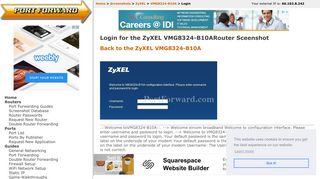 
                            12. ZyXEL VMG8324-B10A Login Router Screenshot - PortForward.com