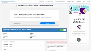 
                            6. ZyXEL WRE2205 Default Router Login and Password - Clean CSS