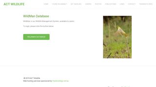 WildMan database login - ACT Wildlife