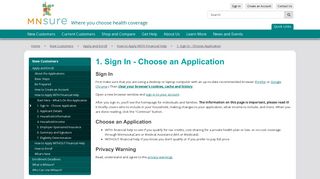 Sign In - Choose Application / MNsure