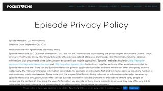 Pocket Gems – Episode Privacy Policy