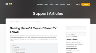 Naming 'Series' & 'Season' Based TV Shows | Plex Support