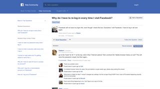 Why do I have to re-log-in every time I visit Facebook? | Facebook ...