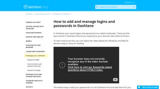 How to add and manage logins and passwords in Dashlane – Dashlane