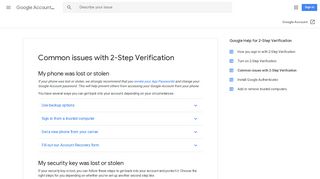 Common issues with 2-Step Verification - Google Account Help