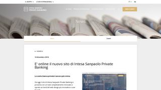 E' online il nuovo sito di Intesa Sanpaolo Private Banking