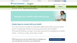 Kaiser Permanente® | Manage your health online with kp.org | Imagine!
