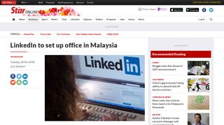 LinkedIn to set up office in Malaysia - Business News | The Star Online