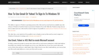 How To Use Gmail Or Yahoo! To Sign In To Windows 10