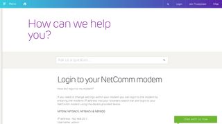 Answer Detail | Login to your NetComm modem - Ask Trustpower