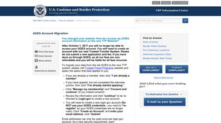 GOES Account Migration - CBP Info Center - Customs and Border ...