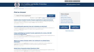 status of nexus application - Find an Answer - Customs and Border ...