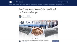 Breaking news: Noah Coin gets listed on 3 new exchanges - Medium