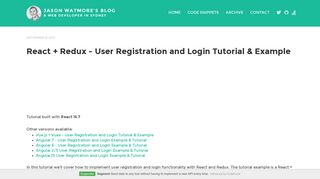 React + Redux - User Registration and Login Tutorial & Example ...