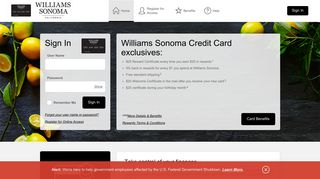 Williams Sonoma Credit Card - Manage your account - Comenity