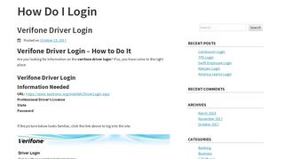 Verifone Driver Login – How Do I Login