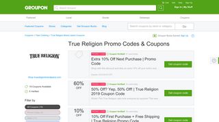 30% off True Religion Coupons, Promo Codes & Deals 2019 - Groupon