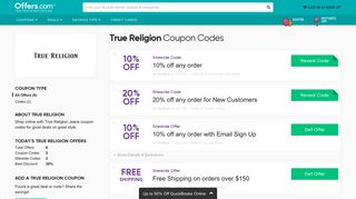 10% off True Religion Coupons & Promo Codes 2019 - Offers.com