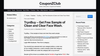 TrynBuy - Get Free Sample of Clean and Clear Face Wash ...