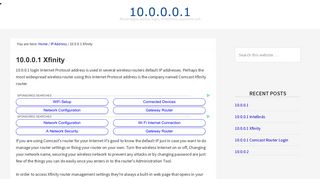 10.0.0.1 Xfinity: login page, admin, password, how to configure WiFi