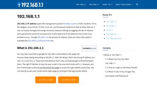192.168.l.l - 192.168.1.1 Admin Login (Default Gateway Page)