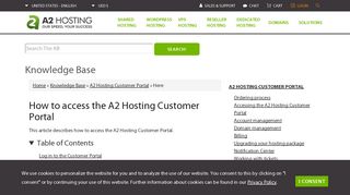 How to access the A2 Hosting Customer Portal
