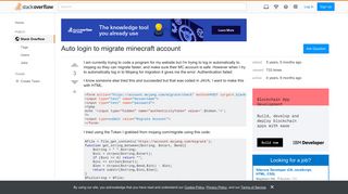 Auto login to migrate minecraft account - Stack Overflow