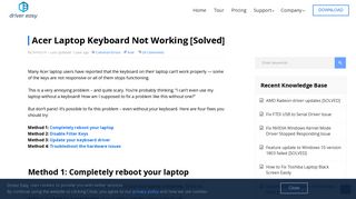 Acer Laptop Keyboard Not Working [Solved] - Driver Easy