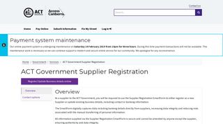 ACT Government Supplier Registration - Access Canberra