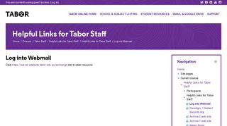 Helpful Links: Log into Webmail - Tabor Online
