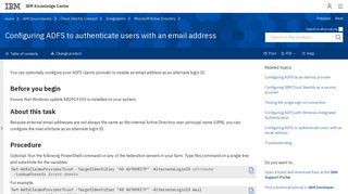 Configuring ADFS to authenticate users with an email address - IBM